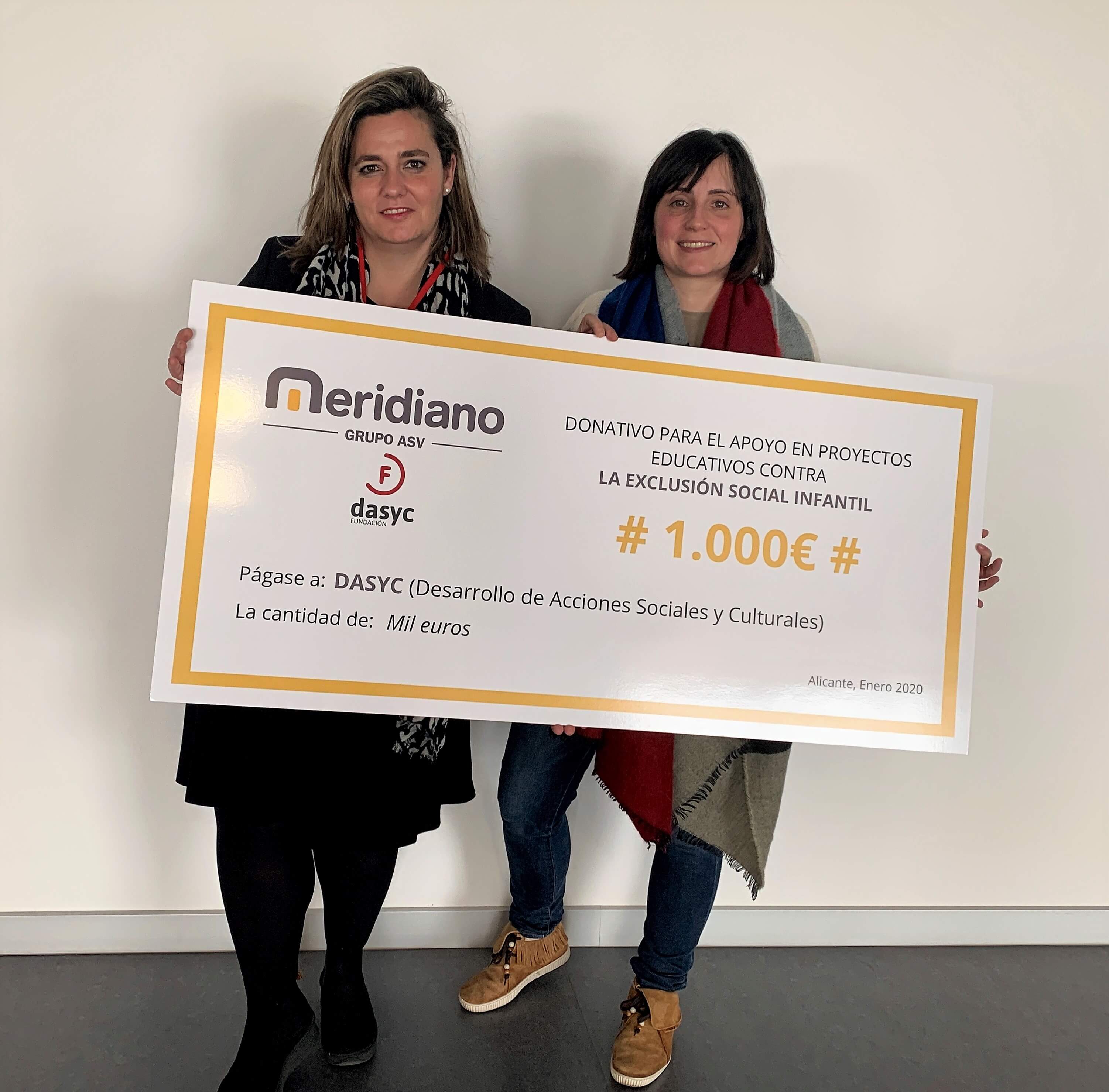 Meridiano Seguros dona 2.000 euros a las Fundaciones Dasyc Alicante y Trans Málaga recaudados con la iniciativa solidaria “Kilómetros por sonrisas”